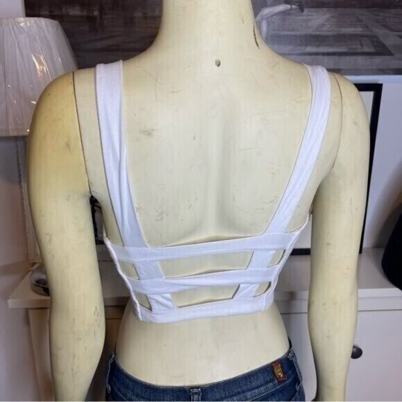 Bozzolo White Crop Top Caged Back Size S - Picture 3 of 6